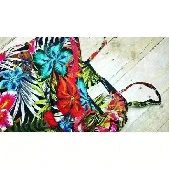 LOVE 2 BE LOVED Womans TROPICAL Print Lightweight Cami top Elastic Back Shirt Lg - Picture 3 of 3